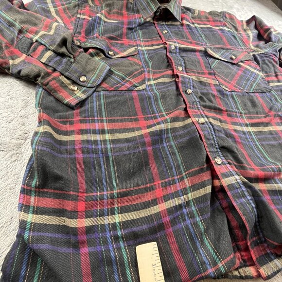 VTG Northern Spirit Mens Large Black Thermal Lined Flannel Button Up Shacket Y2K - Picture 6 of 11